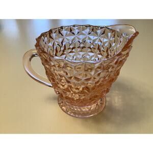 Vintage Jeanette Pink Depression Glass Holiday Buttons Bows Creamer